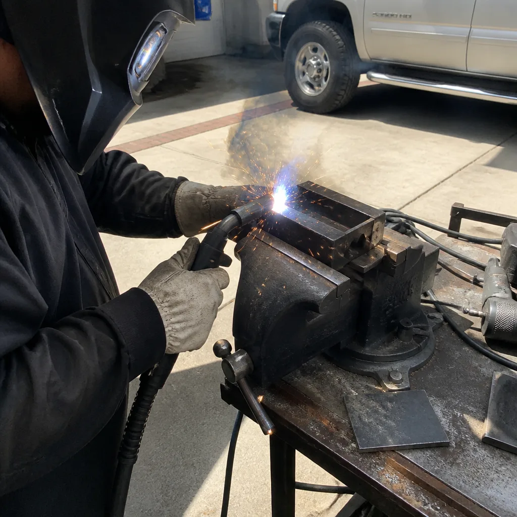 Professional welder performing precision gate parts repair and metal welding in Inglewood, CA